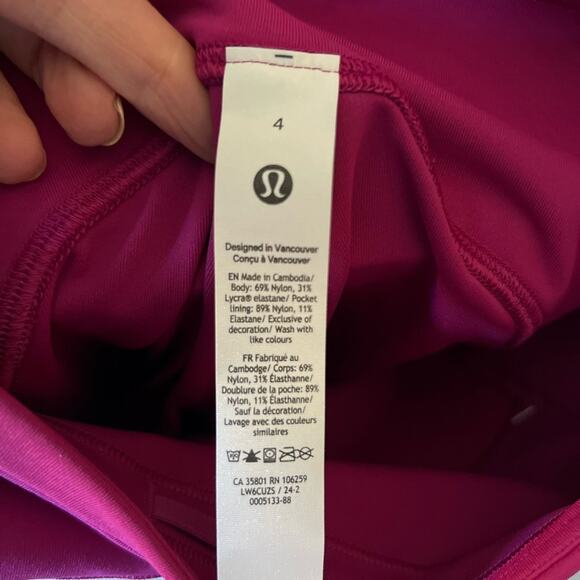 Lululemon Swift Speed HR crop- 23” raspberry color NWT - Picture 6 of 7